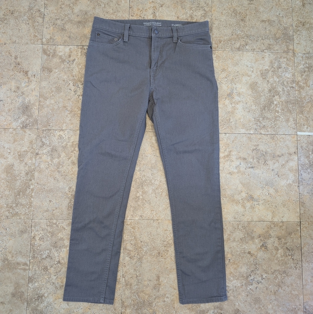 Banana Republic Slim Traveler Pant Mens 31 x 30 Chino Stretch Gray 360778